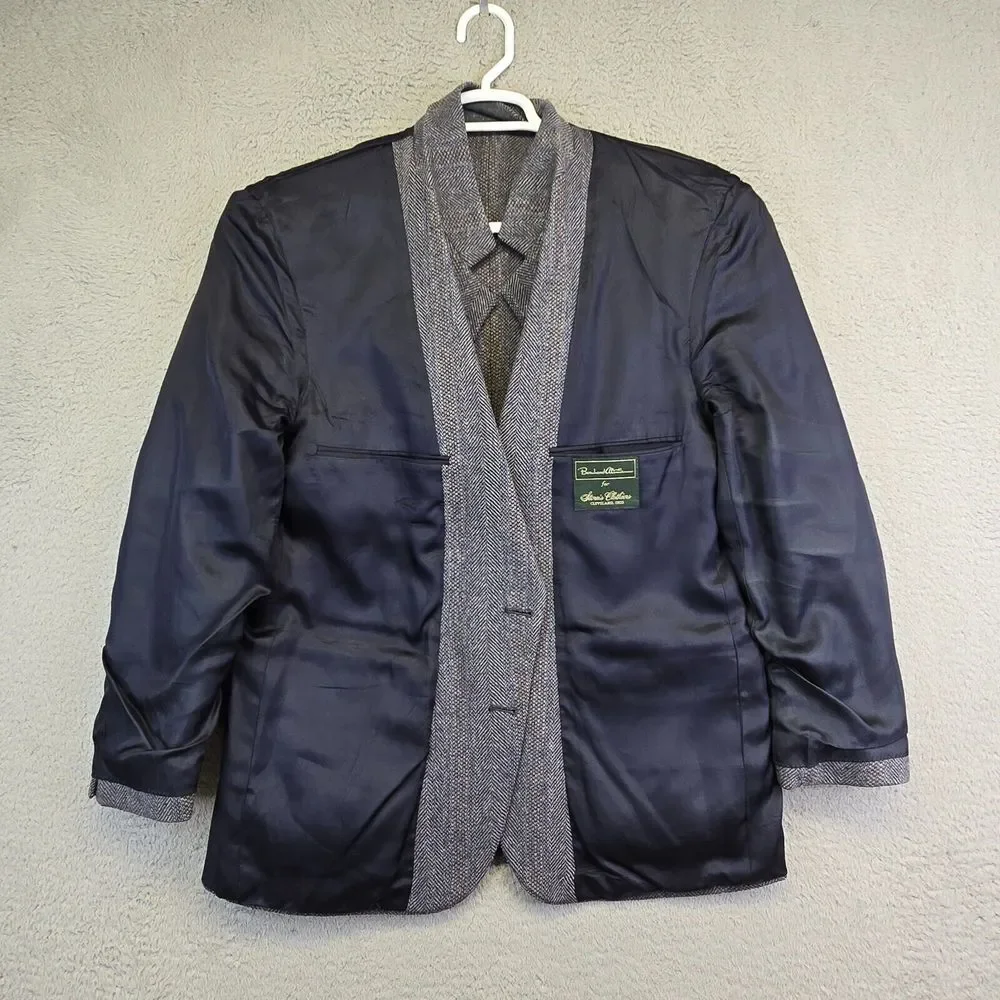 Bernhard Altman‎ Sports Coat Mens 44 Gray Wool Tweed Herringbone Blazer Jacket